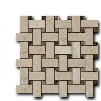 Мозаика Art Natura Marble Mosaic Basket Weave (Botticino Fiorito + Dark Imperador) 30.5x30.5