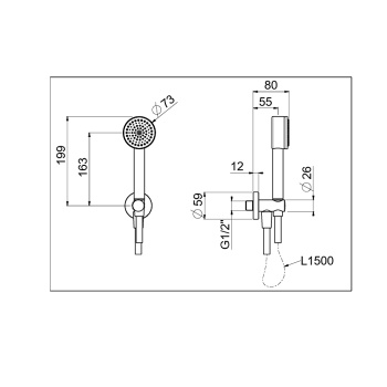 Ручной душ Carimali Still Oh с розеткой и держателем, латунный ручной душ, гибкий шланг с антипрокручиванием, вход G 1/2, хром 65290-CR