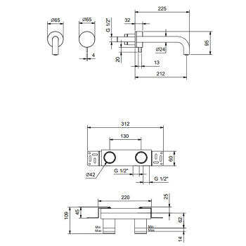 Смеситель для раковины настенный встраиваемый Fantini Af/21 27 02 A713B хром