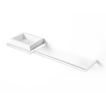 3SC Guy Полотенцедержатель и мыльница 40см., слева, подвесная, композит Solid Surface, цвет: белый матовый/белый матовый GU10SXBO