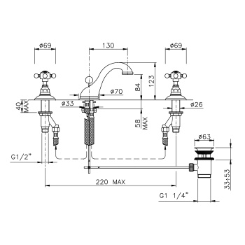 Смеситель для раковины с автоматическим сливом Nicolazzi Half Dome Crystal 1408GB93 золото
