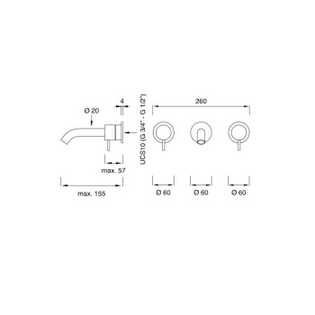 Смеситель для ванны CЕА Design Milo360 MIL 142 S сталь