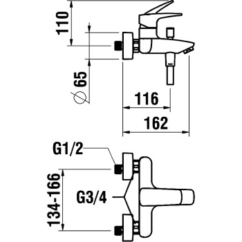 Смеситель для ванны Laufen Laurin 3.2120.7.004.400.1 Хром
