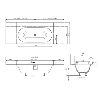 Ванна из искусственного камня Burgbad Crono 300x110 MWAE190 C001