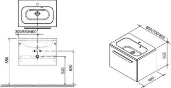 Тумба под умывальник Ravak SD 800 Chrome cтрипоникс/белый X000000535