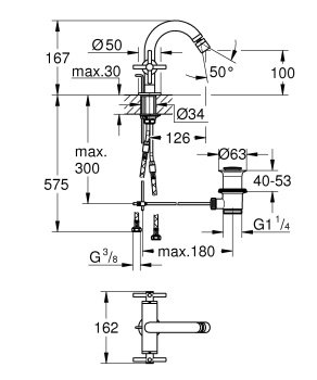 Смеситель для биде GROHE Atrio New размер M, суперсталь 24027DC3