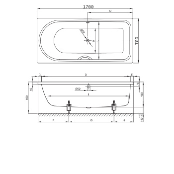 Стальная ванна Bette Ocean 170x70 8853-000 PLUS