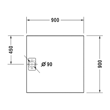 Duravit  Stonetto Поддон композитный квадратный  900x900х50mm, d90, цвет Бетон