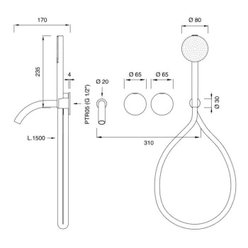 Смеситель для ванны CЕА Design Giotto GIO 26 H SG S сталь