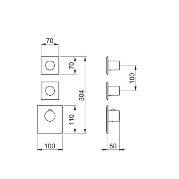 Внешняя часть термостатического смесителя Almar с 2-мя запорными вентилями, хром E180082.CR