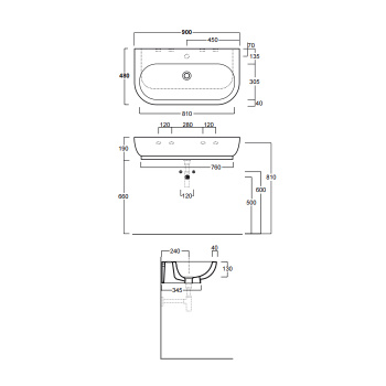 Раковина подвесная Simas E-Line EL11bi*0 90 см белый
