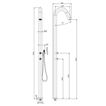Душевая колонна с одним выходом OUTSIDE Fima Carlo Frattini Outdoor нержавеющая сталь F5970X2MINOX