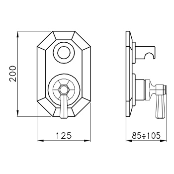 Внешняя часть встраиваемого смесителя для ванны Stella Eccelsa 3254MC P.V. с авт.переключателем, хром EC 01405 CR00