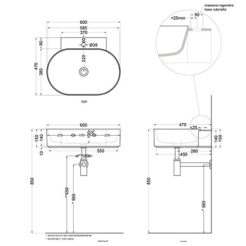 Раковина подвесная Cielo Mare MRLS60 AG 60 см зеленый
