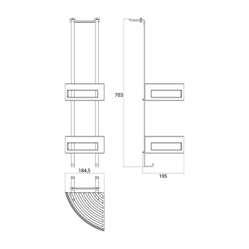Навесная полка на душевую дверь Emco System2 2 угловые корзины, хром 3545 001 26