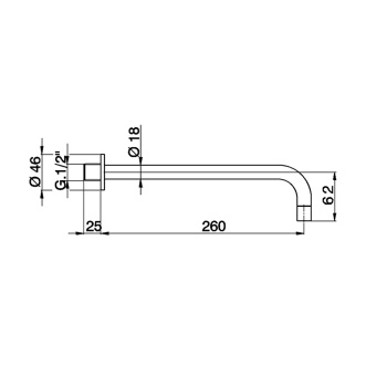 Настенный излив Cisal Components 260мм, черный матовый ZA00225140