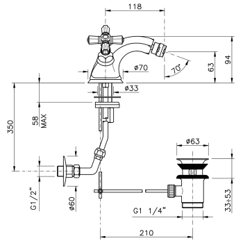 Смеситель для биде Nicolazzi Teide на 1 отв 1934CR45