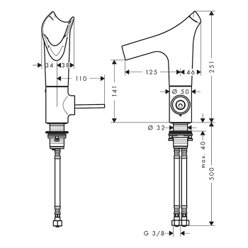 Смеситель для раковины Axor Starck V 12112450 хром