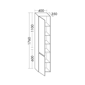 Burgbad Yso Шкаф подвесной 40x35x176 см, цвет: песочный глянцевый HSHB040 L F2141