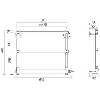Полотенцесушитель электрический Margaroli Sole 5404703OBNC 44x53 правый бронза