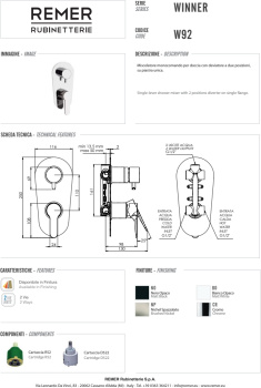 Смеситель для душа Remer Winner  хром W92