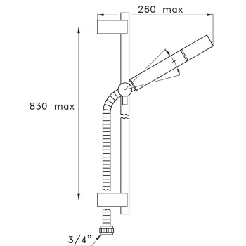 Душевой комплект с ручным душем Stella Sirius держателем с подводом воды и шлангом, антрацит PVD UN 03121 PV12