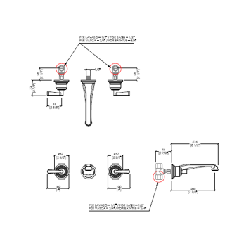 Смеситель для раковины настенный Devon&Devon Manhattan MNH433NK никель