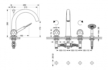 Смеситель на борт ванны Jorger Belledor 631.40.105.xxx-AA
