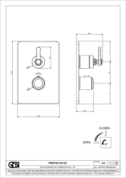 Смеситель для душа Gessi VENTI20 65133.727 Brass Brushed PVD