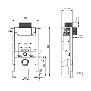 Инсталляция для унитаза TECE Tecespring S300380