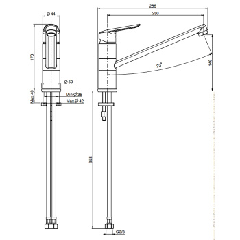 Смеситель для кухни Fima Carlo Frattini Kitchen на 1 отверстие, хром F3007CR.ES