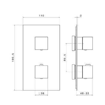 Встраиваемый термостатический смеситель для душа FUTURA с регулировкой температуры Kerama Marazzi хром 67648EKM.21.018
