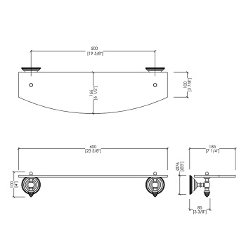 Полка стеклянная Devon&Devon Gemstone 600 мм никель блестящий GEM710NK