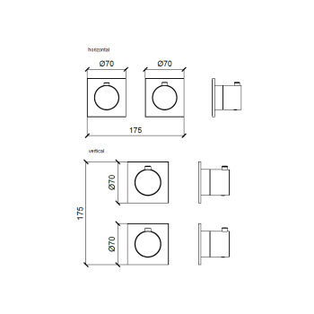 Внешняя часть термостатического смесителя с переключателем Almar на 2-3 положения, черный металл брашированный pvd E180182.AB