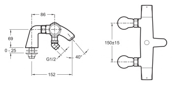 Смеситель для ванны с душем Jacob Delafon Elevation E18875-CP хром