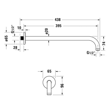 Duravit Кронштейн для душа настенный  410  мм , цвет хром