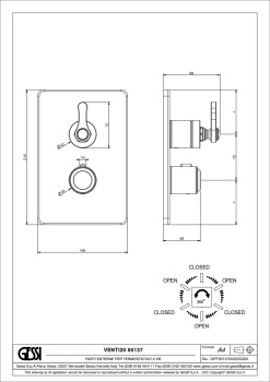 Смеситель для душа Gessi Venti20 65137.727 Brass Brushed PVD