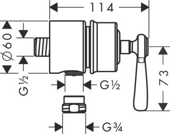 Axor Montreux, Шланговое подсоединение Fixfit Stop, с рычаговой рукояткой, цвет: хром 16883000