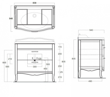 Тумба под раковину напольная Simas Arcade ARM2bi/cr 83x80,5 см белый