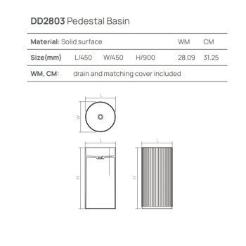 Раковина напольная Dea Design Pedestal Basin d450хh900, dark camel DD2803 450 1