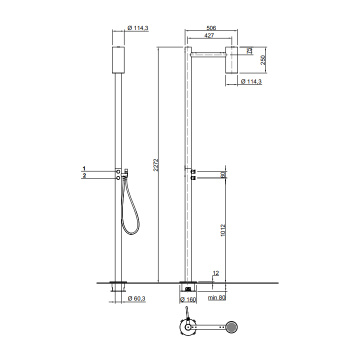 Душевая система Shawa Antonio Lupi 11,4 x 50,6 x 227,2 с полным оснащением А0002423861