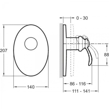 Смеситель для душа Jacob Delafon Panache E98703-CP хром
