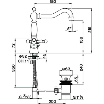 Смеситель для раковины Cisal Arcana America AA00052127 бронза
