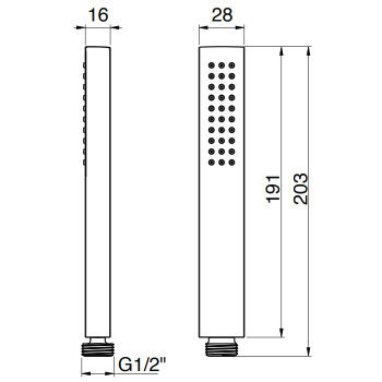 Лейка душевая ручная Thin с одним типом струи Almar, черный металл брашированный pvd E082094.AB