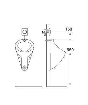 Панель смыва для писсуара GROHE Skate 1 режим смыва, хром 38595000