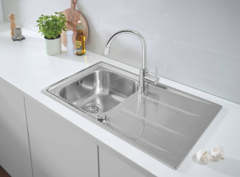 Мойка GROHE из нержавеющей стали с корзинчатым вентилем, оборачиваемая K400 45 -S 86/50 1.0 31566SD0