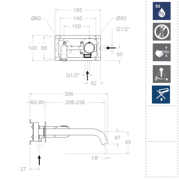 Смеситель для раковины Ramonsoler Tzar встраиваемый золото 342103OC