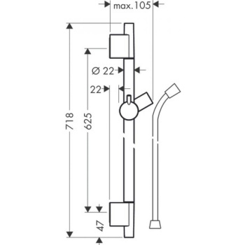 Штанга для душа, Hansgrohe, Unica, 650, цвет-шлифованная бронза