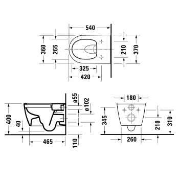Чаша подвесного унитаза Duravit Soleil by Starck 2586092000 белый