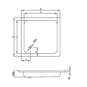 Душевой поддон Bette Intra 80х80 см 5800-000
